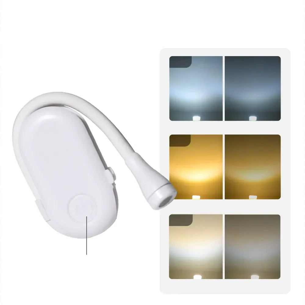 Mini lampe de lecture – veilleuse portable à pince, recharge USB, LED à intensité réglable pour la chambre, protection des yeux et camping – lampe de livre à pince rotative 360°