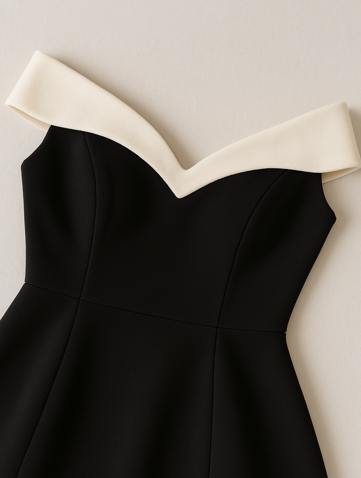 Mini-robe à épaules dénudées contrastée intemporelle