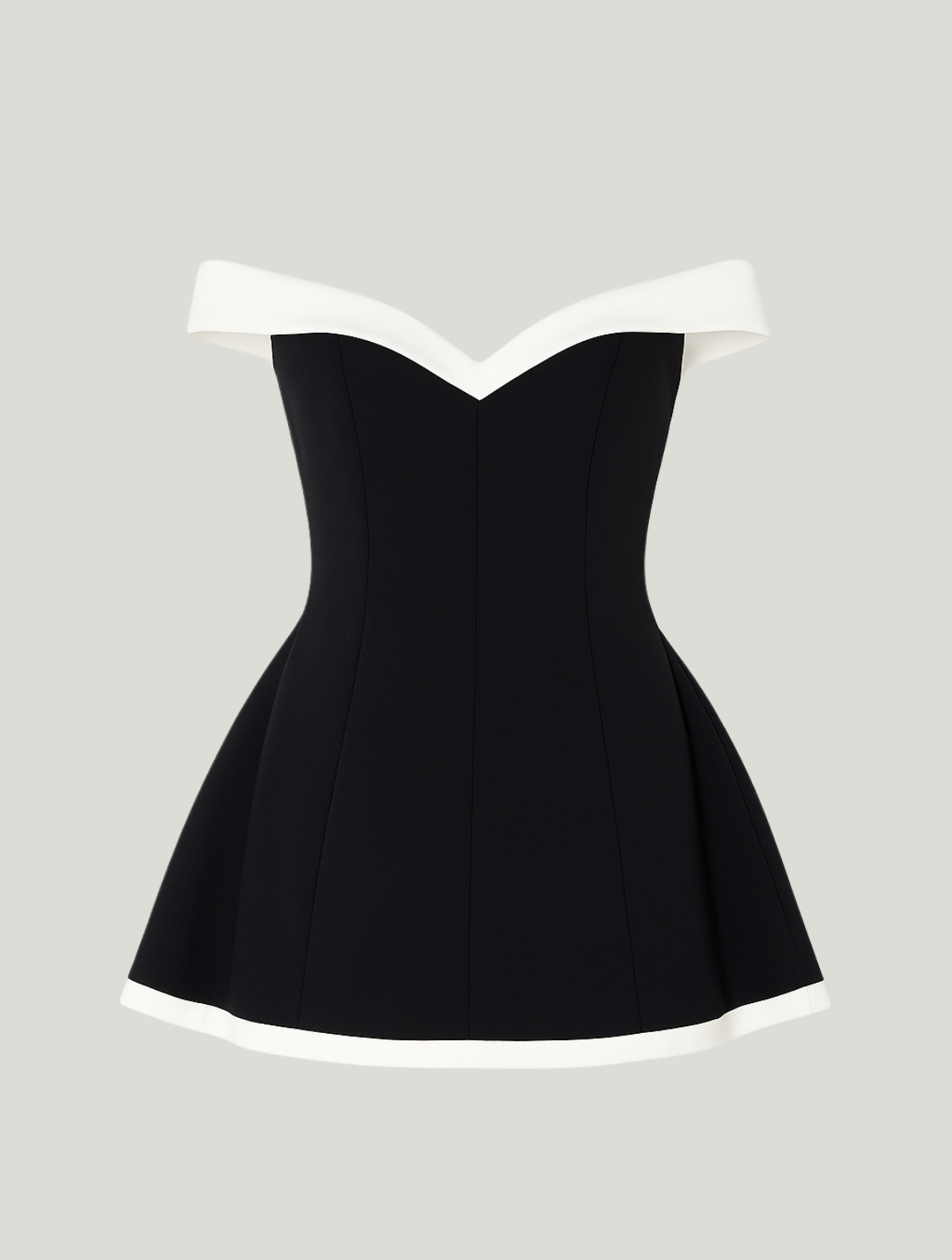 Mini-robe à épaules dénudées contrastée intemporelle