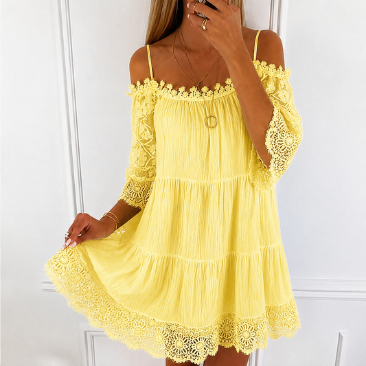 Mini-robe à épaules dénudées pour femme