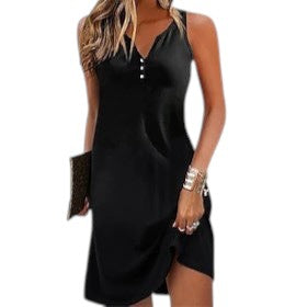 Mini-robe d’été sans manches imprimée pour femme