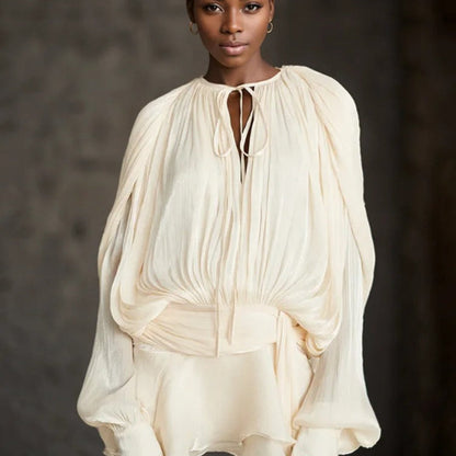 Mini-robe décontractée à manches fluides pour femme