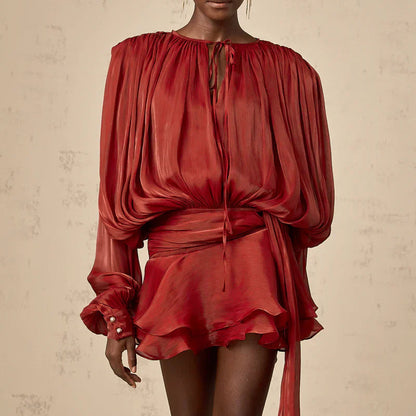 Mini-robe décontractée à manches fluides pour femme