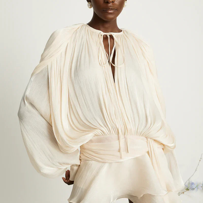 Mini-robe décontractée à manches fluides pour femme