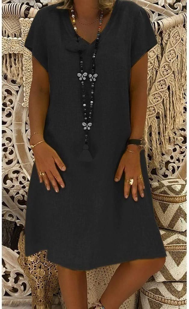 Mini-robe trapèze à col en V pour femme