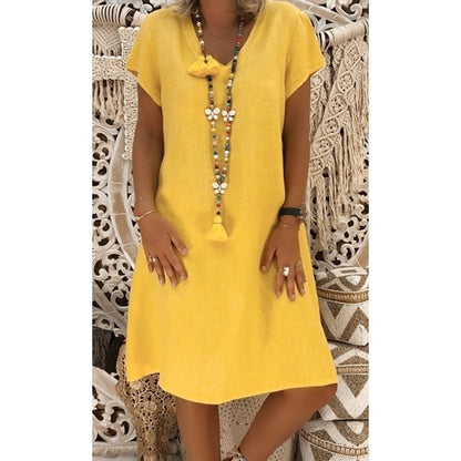Mini-robe trapèze à col en V pour femme