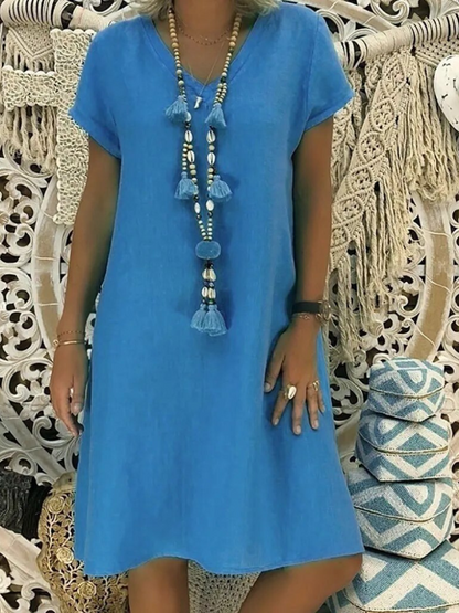 Mini-robe trapèze à col en V pour femme