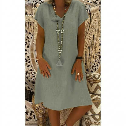 Mini-robe trapèze à col en V pour femme