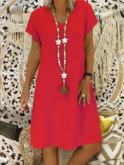 Mini-robe trapèze à col en V pour femme