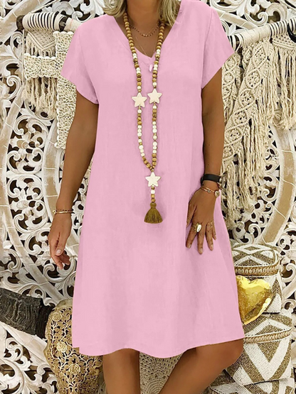 Mini-robe trapèze à col en V pour femme