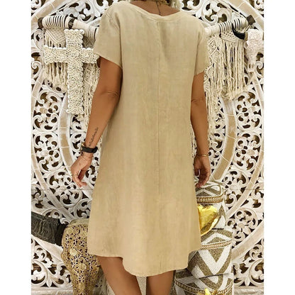 Mini-robe trapèze à col en V pour femme