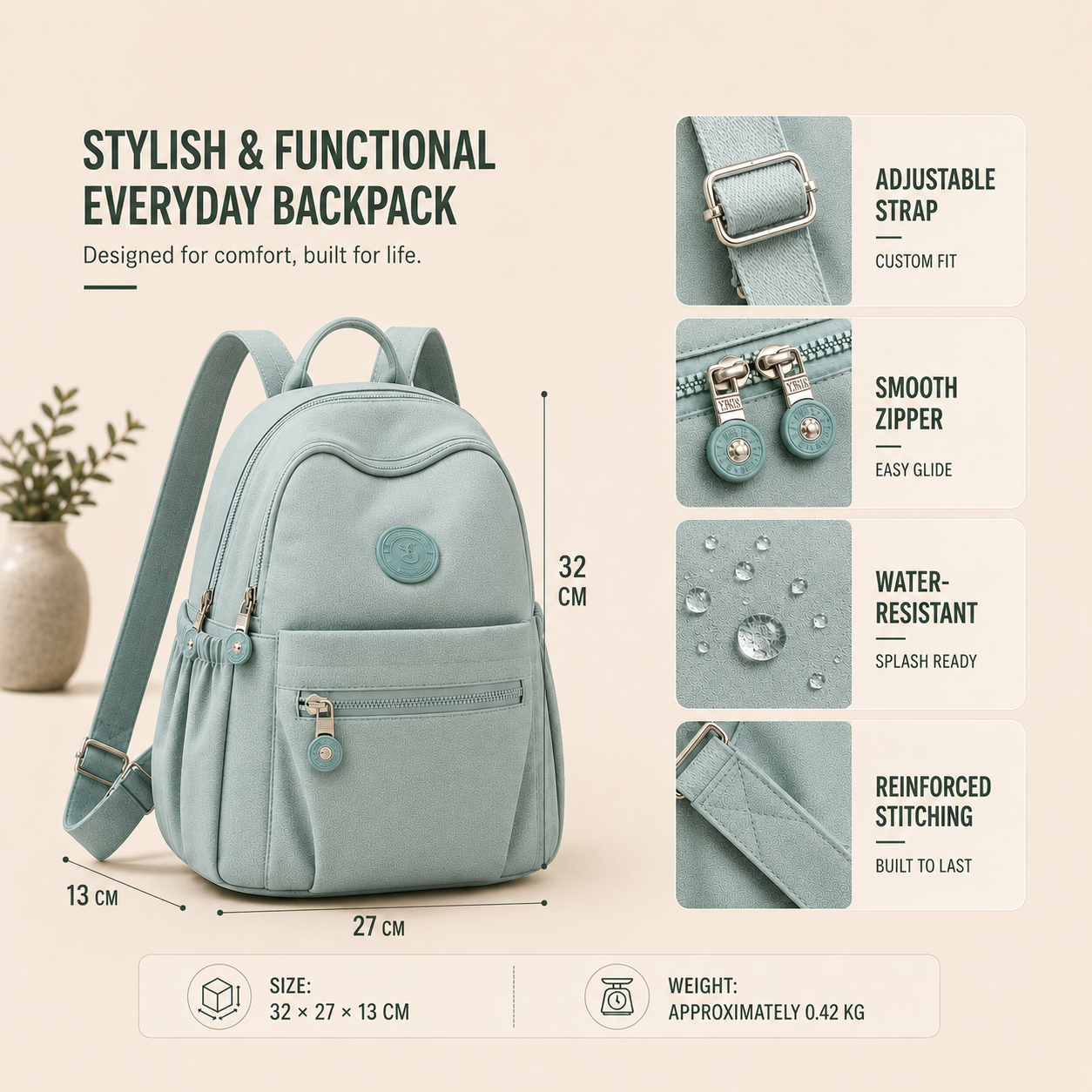 Mini sac à dos décontracté en nylon