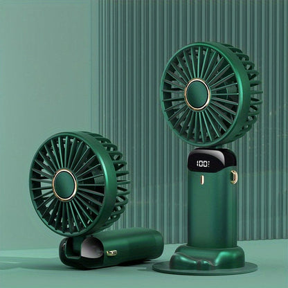 Mini ventilateur portable à main rechargeable par USB avec écran LED, 5 vitesses, pliable à 90°, alimenté par batterie, pour le bureau, la chambre, l’extérieur, le voyage, le camping, fournitures pour la rentrée scolaire