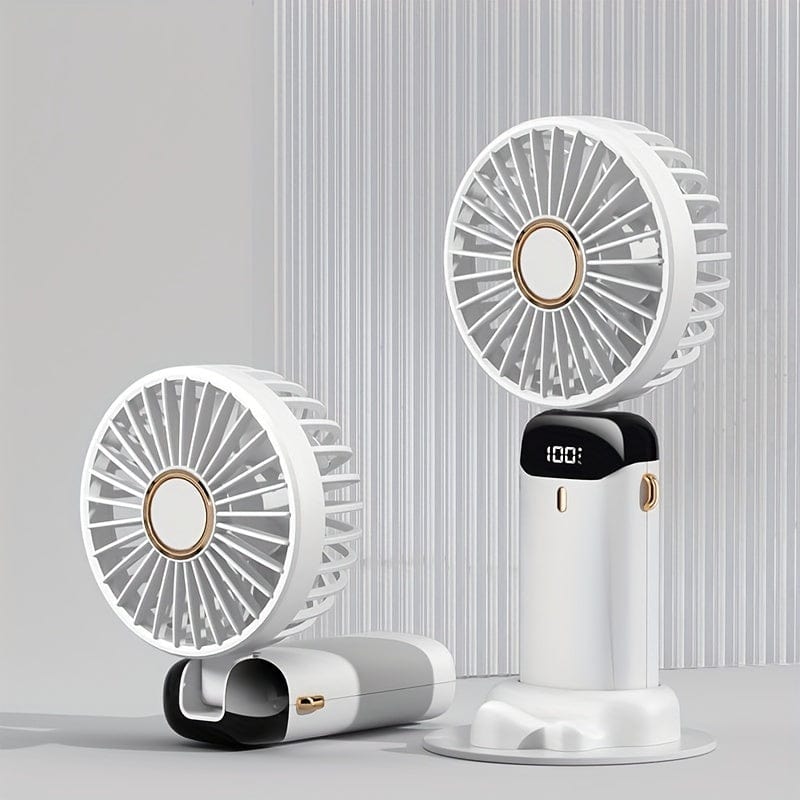 Mini ventilateur portable à main rechargeable par USB avec écran LED, 5 vitesses, pliable à 90°, alimenté par batterie, pour le bureau, la chambre, l’extérieur, le voyage, le camping, fournitures pour la rentrée scolaire