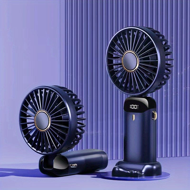Mini ventilateur portable à main rechargeable par USB avec écran LED, 5 vitesses, pliable à 90°, alimenté par batterie, pour le bureau, la chambre, l’extérieur, le voyage, le camping, fournitures pour la rentrée scolaire