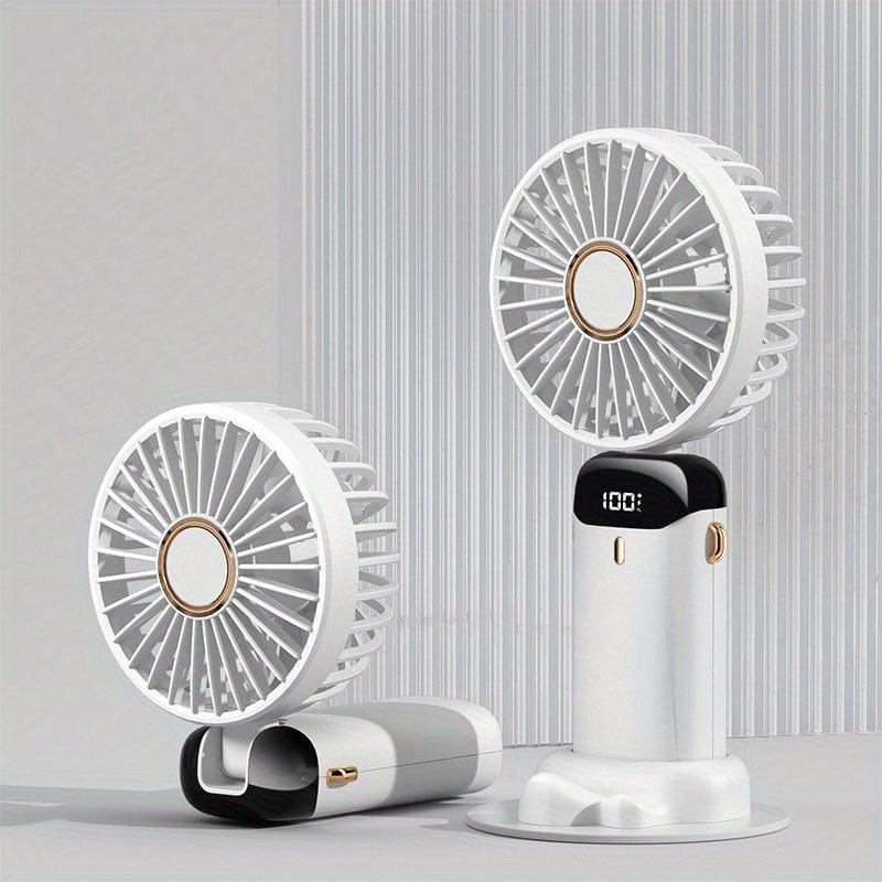 Mini ventilateur portable à main rechargeable par USB avec écran LED, 5 vitesses, pliable à 90°, alimenté par batterie, pour le bureau, la chambre, l’extérieur, le voyage, le camping, fournitures pour la rentrée scolaire