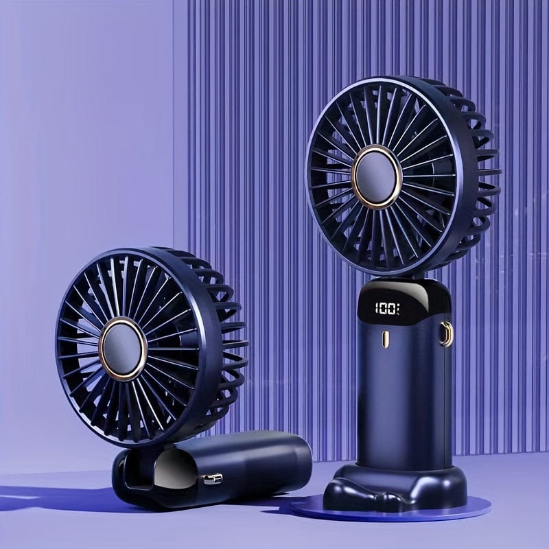 Mini ventilateur portable à main rechargeable par USB avec écran LED, 5 vitesses, pliable à 90°, alimenté par batterie, pour le bureau, la chambre, l’extérieur, le voyage, le camping, fournitures pour la rentrée scolaire