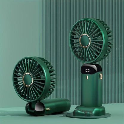Mini ventilateur portable à main rechargeable par USB avec écran LED, 5 vitesses, pliable à 90°, alimenté par batterie, pour le bureau, la chambre, l’extérieur, le voyage, le camping, fournitures pour la rentrée scolaire