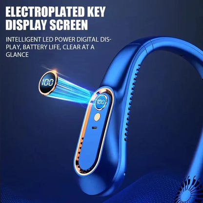 Mini ventilateur tour de cou sans pales avec affichage numérique, refroidisseur d’air pour le cou rechargeable par USB, refroidissement mains libres