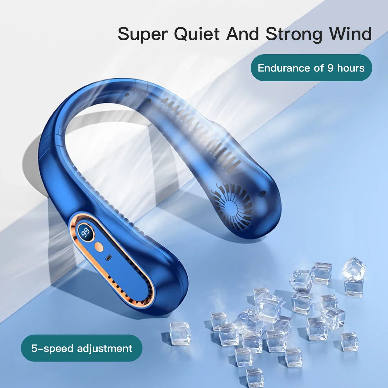 Mini ventilateur tour de cou sans pales avec affichage numérique, refroidisseur d’air pour le cou rechargeable par USB, refroidissement mains libres