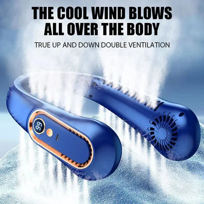 Mini ventilateur tour de cou sans pales avec affichage numérique, refroidisseur d’air pour le cou rechargeable par USB, refroidissement mains libres