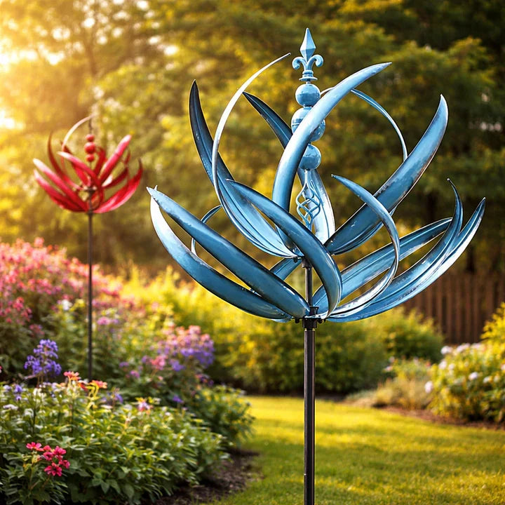 Mobile éolien en métal en forme de lotus | résistant à la rouille