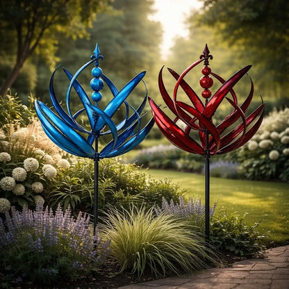 Mobile éolien en métal en forme de lotus | résistant à la rouille