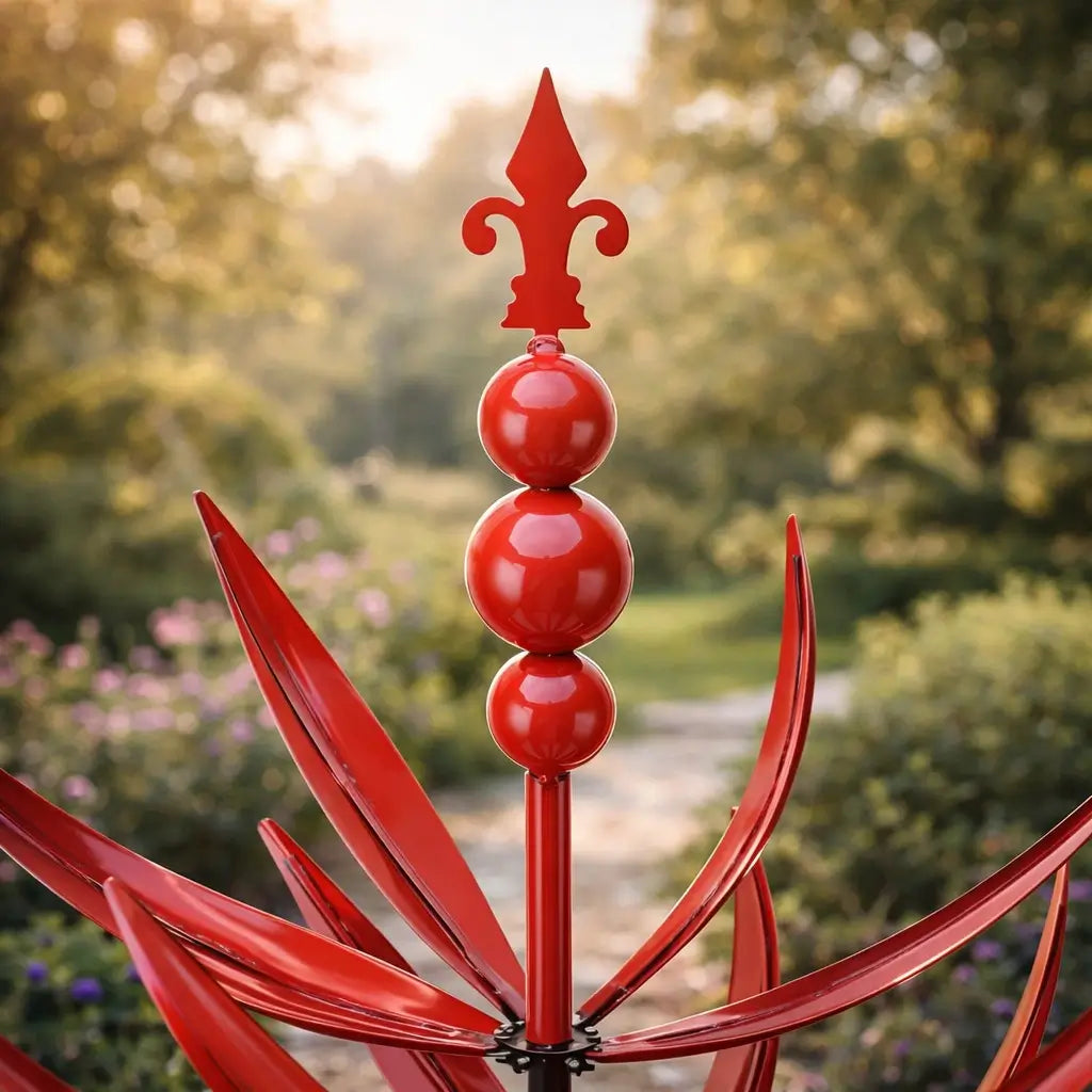 Mobile éolien en métal en forme de lotus | résistant à la rouille
