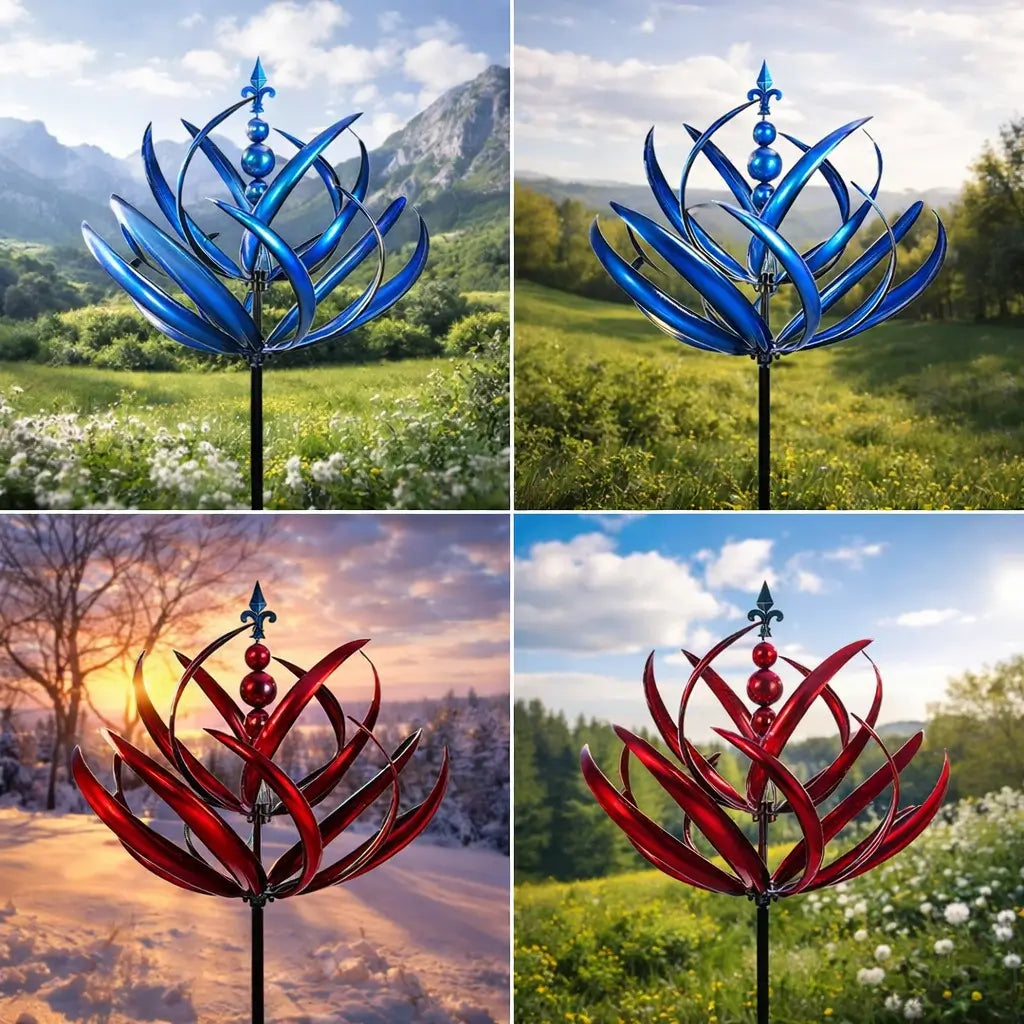 Mobile éolien en métal en forme de lotus | résistant à la rouille
