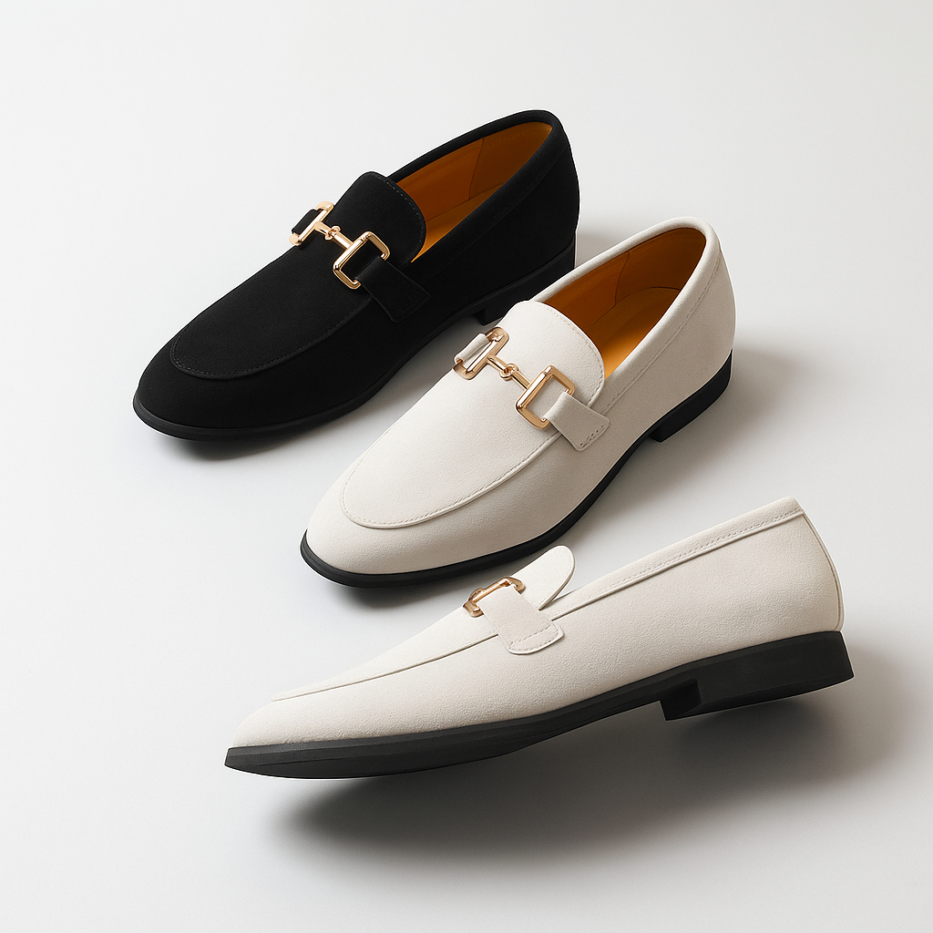 Mocassins en daim à boucle métallique pour l’automne