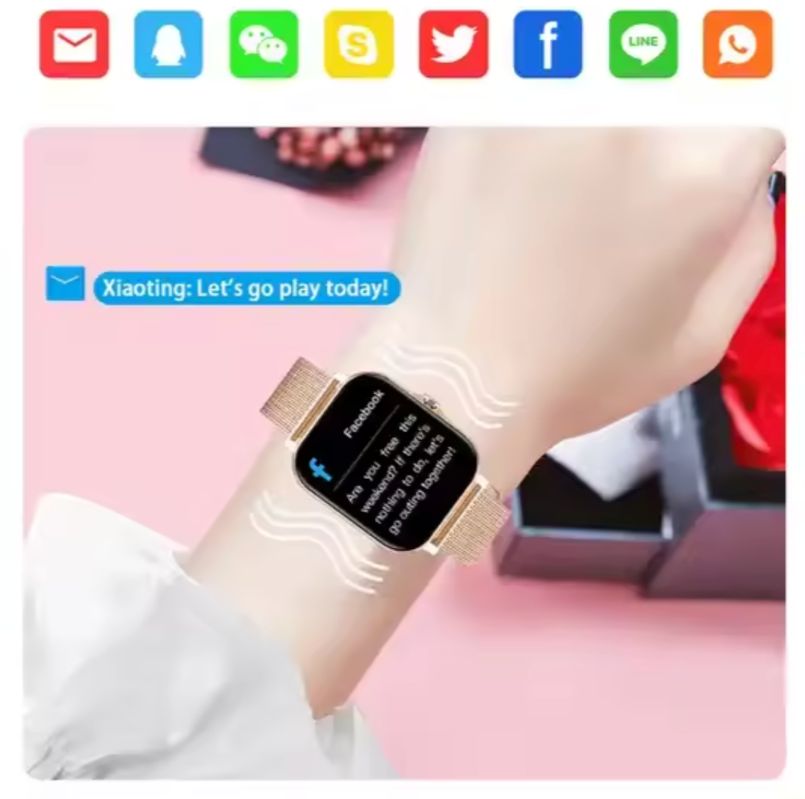 Montre connectée pour femme à bracelet en maille