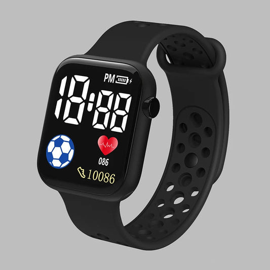 Montre de sport numérique pour enfants – bracelet en silicone étanche avec cadran rétroéclairé et fonction chronomètre