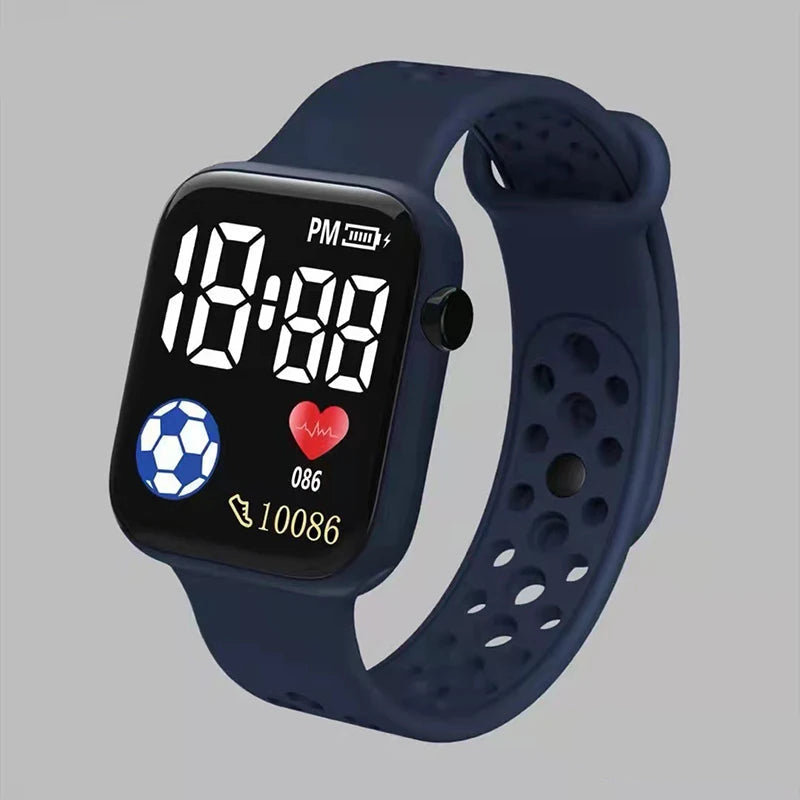 Montre de sport numérique pour enfants – bracelet en silicone étanche avec cadran rétroéclairé et fonction chronomètre