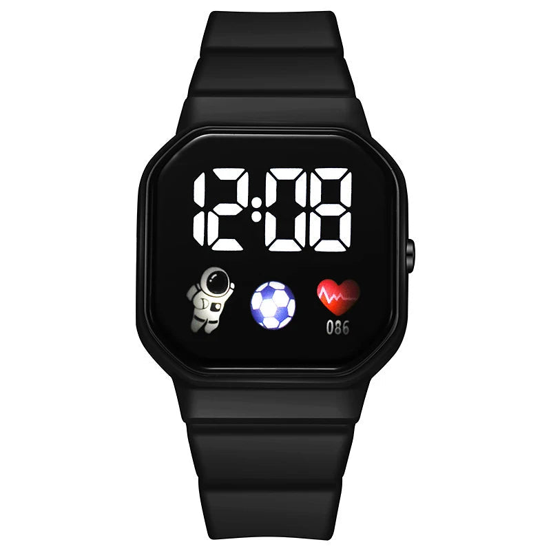 Montre de sport numérique pour enfants – bracelet en silicone étanche avec cadran rétroéclairé et fonction chronomètre