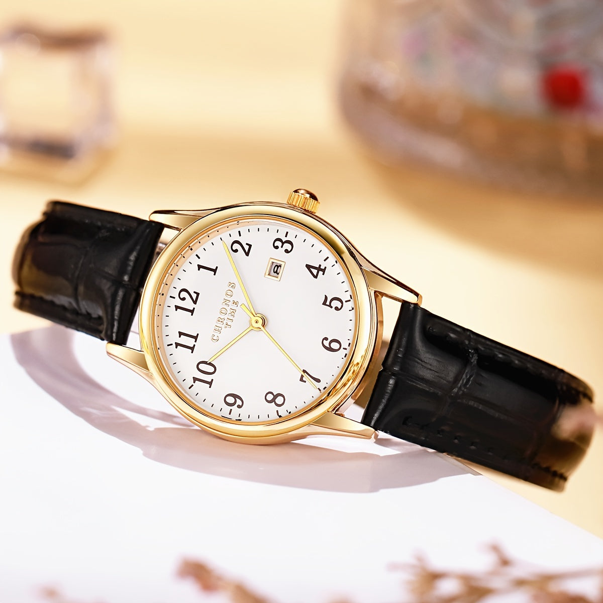 Montre femme élégante - cadran carré avec bracelet en similicuir | cadeau parfait pour elle