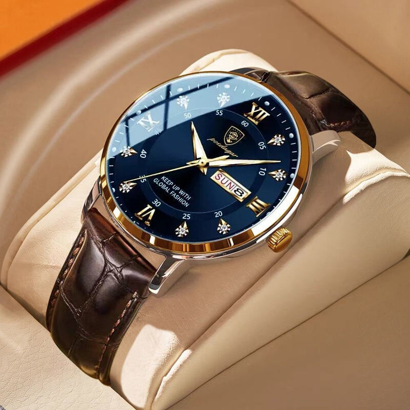Montre homme étanche lumineuse – design classique en acier inoxydable avec affichage phosphorescent