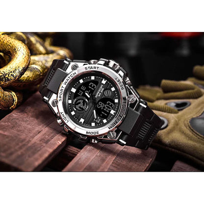 Montre militaire pour homme à affichage analogique-numérique avec fonctionnalités