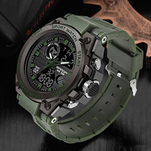 Montre militaire pour homme à affichage analogique-numérique avec fonctionnalités