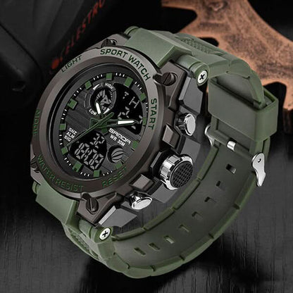 Montre militaire pour homme à affichage analogique-numérique avec fonctionnalités
