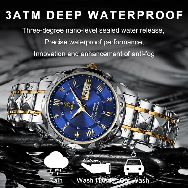 Montre pour homme résistante à l’eau avec aiguilles luminescentes