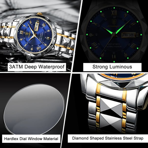 Montre pour homme résistante à l’eau avec aiguilles luminescentes