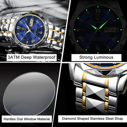 Montre pour homme résistante à l’eau avec aiguilles luminescentes