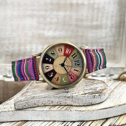 Montres à motif arc-en-ciel multicolore