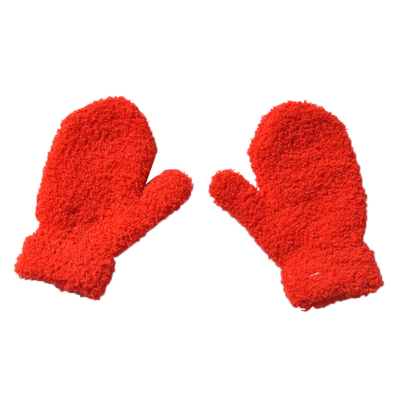Moufles d’hiver pour enfants en polaire pelucheuse épaisse