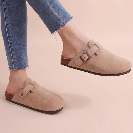 Mules femme en cuir et liège