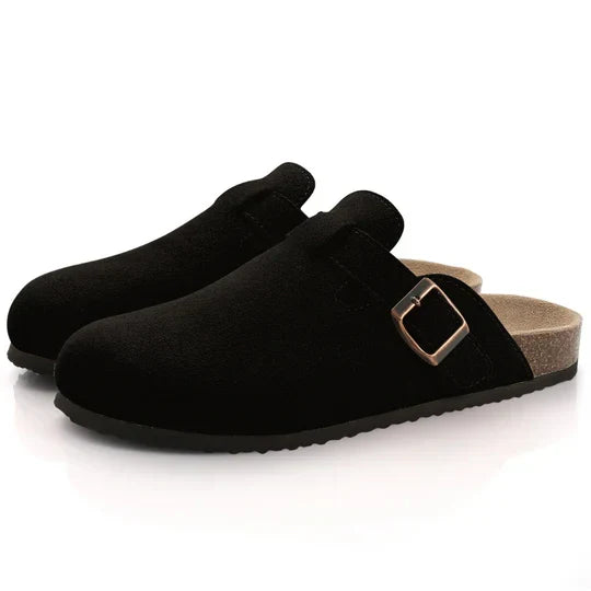 Mules femme en cuir et liège