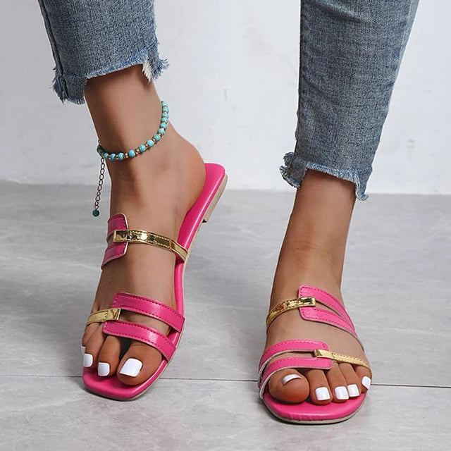 Mules femme plates à bout ouvert
