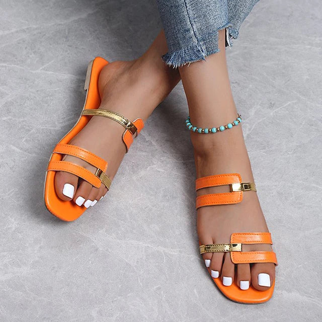 Mules femme plates à bout ouvert