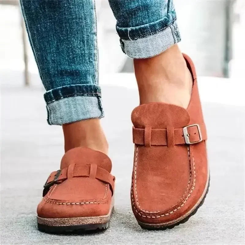 Mules plates à boucle rétro pour femmes