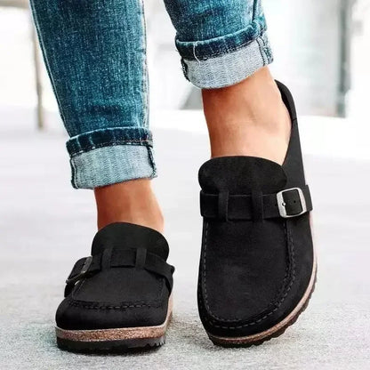 Mules plates à boucle rétro pour femmes